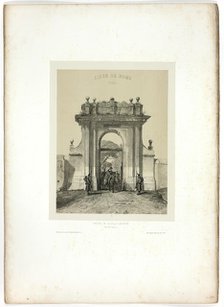 Entering the Villa Santucci, from Souvenirs d’Italie: Expédition de Rome, 1850. Creator: Auguste Raffet.