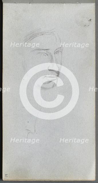 Sketchbook, page 61: Face, 3/4 view profile. Creator: Ernest Meissonier (French, 1815-1891).
