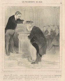 Approchez M. Gérenflot...venez recevoir..., 1844. Creator: Honore Daumier.
