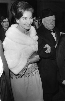 Maria Callas and Sir David Webster arriving at the Royal Opera House, Covent Garden, London, 1967. Artist: Unknown