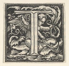 Initial letter T with putto, ca. 1538. Creator: Heinrich Vogtherr.