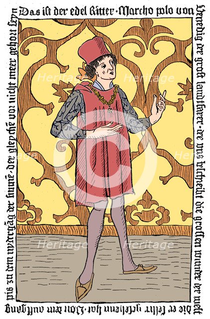 Marco Polo, Medieval Venetian merchant and traveller. Artist: Unknown.