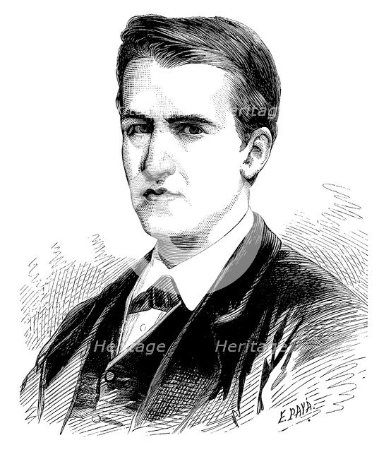 Thomas Alva Edison (1847-1931), American inventor, engraving 1887.