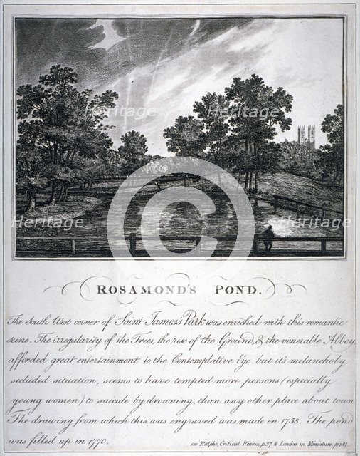 Rosamond's Pond, St James's Park, Westminster, London, 1791. Artist: Anon