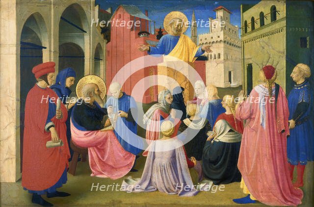 Saint Peter Preaching in the Presence of Saint Mark (Predella of the Tabernacle of..., ca. 1433. Creator: Angelico, Fra Giovanni, da Fiesole (ca. 1400-1455).