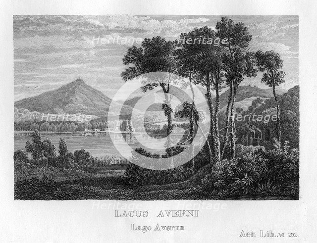 Lake Avernus, Campania, Italy, c1833. Artist: Unknown