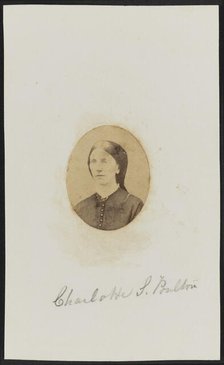 Albumen portrait of Charlotte S. Poulton mounted on paper, ca. 1865. Creator: Unknown.