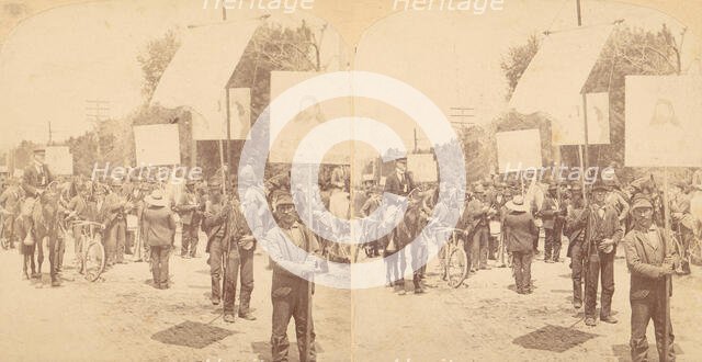 Pair of Stereograph Views of General Jacob S. Coxey's Army of the Unemployed, 1850s-1910s. Creator: J F Jarvis.