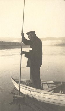 The moment of carrying out bathometric observations at the water surface, 1909. Creator: Vladimir Ivanovich Fedorov.