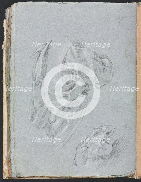 Verona Sketchbook: Drapery study with left hand (page 86), 1760. Creator: Francesco Lorenzi (Italian, 1723-1787).