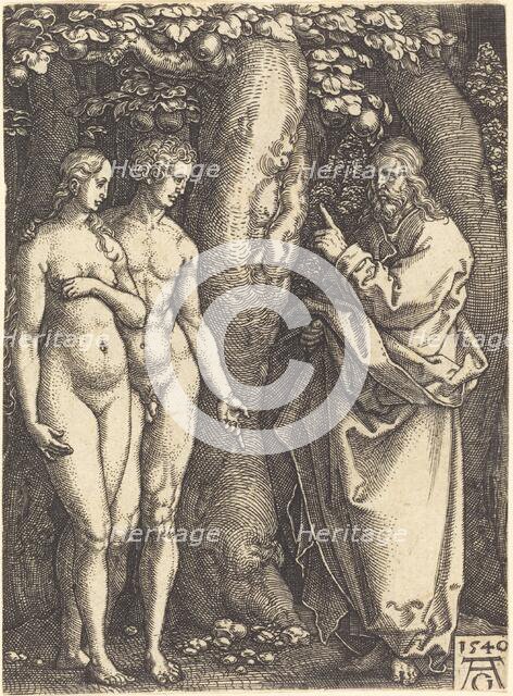 God Forbids to Eat from the Tree, 1540. Creator: Heinrich Aldegrever.