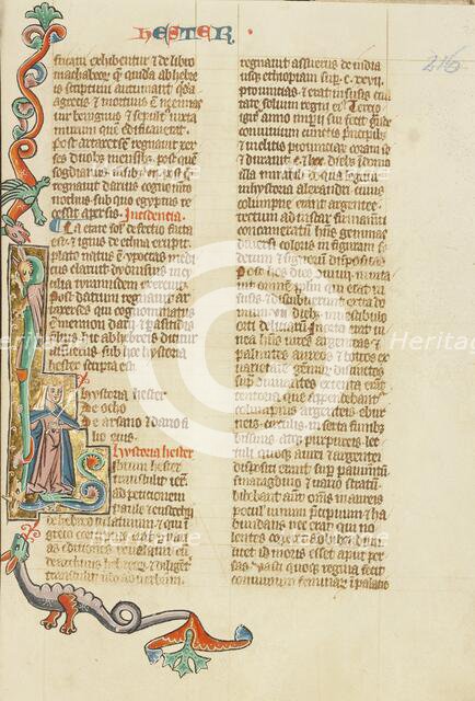 Initial L: Esther; Historia Scholastica, about 1300. Creator: Unknown.