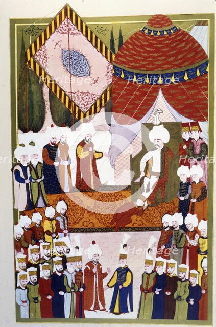 Sultan Selim at his court, Turkish miniature, 16th century. Creator: Unknown.