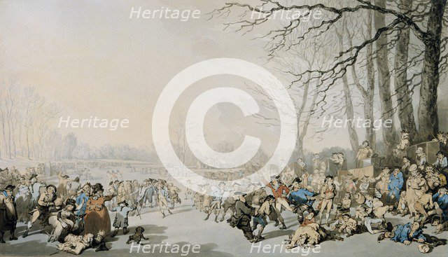 'Skaters on the Serpentine', 1784. Artist: Thomas Rowlandson.