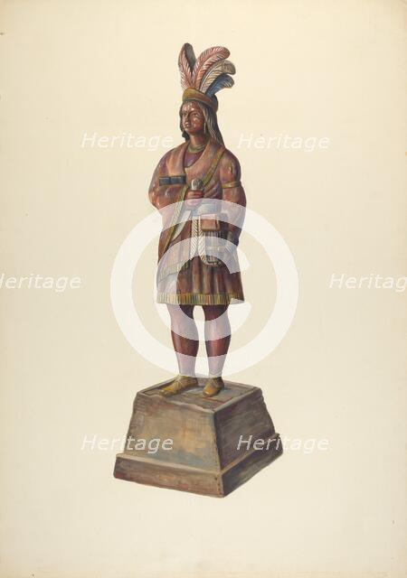 Cigar Store Indian, c. 1937. Creator: Walter Hochstrasser.