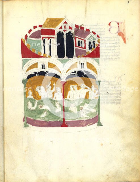 Miniature from De balneis puteolanis by Petrus de Ebulo, 1392. Creator: Anonymous master.
