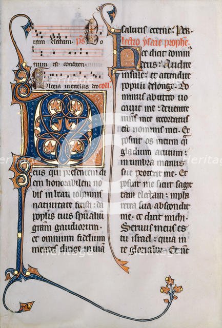 Manuscript Leaf with Initial M, from a Missal, ca. 1290. Creator: Unknown.