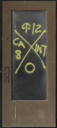 Door with rescue markings from Hurricane Katrina, before 2005; altered September 12, 2005. Creator: Unknown.