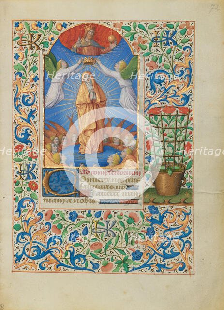 The Coronation of the Virgin; Katherine Hours, about 1480-1485. Creator: Jean Bourdichon.