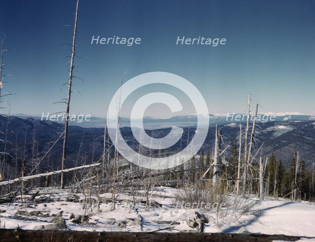 Looking north from the Sangre de Cristo Mountains above Penasco, New Mexico, 1943. Creator: John Collier.