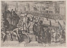 Plate 20: Elisha Bringing the Blinded Syrian Army to the King of Israel, from..., ca. 1590-ca. 1610. Creator: Antonio Tempesta.