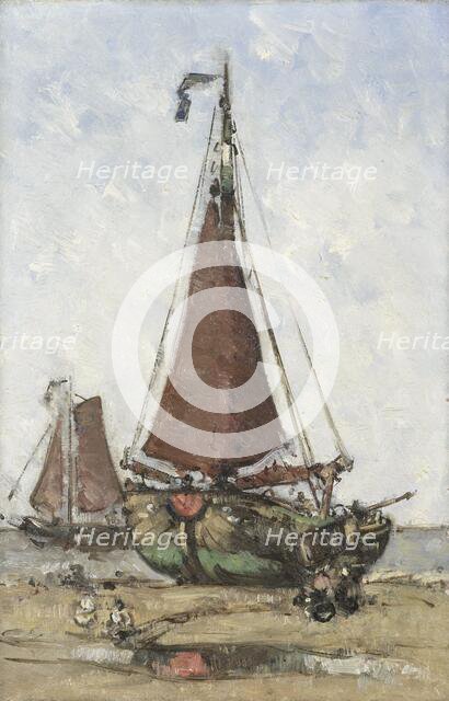 Bluff-bowed Fishing Boat on the Beach, c.1880-c.1906. Creator: Johannes Barnardus Antonius Maria Westerwoudt.