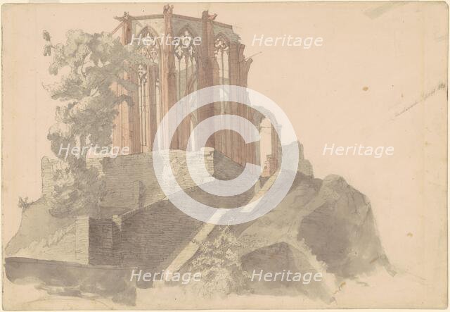 Cathedral Ruins, Bacharach, 1841. Creator: Emanuel Gottlieb Leutze.