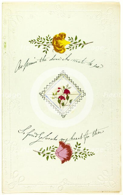 As Pines the Dove It's Mate to See (valentine), c. 1850. Creator: George Kershaw.