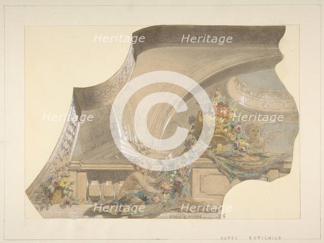 Ceiling and Cove Designs for Stairway, Hôtel Rothschild, Vienna, second half 19th century. Creators: Jules-Edmond-Charles Lachaise, Eugène-Pierre Gourdet.