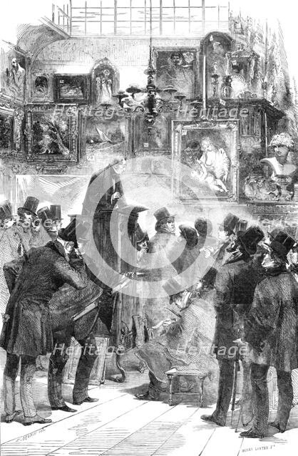 Picture Sale at Messrs. Christie and Manson's, King-Street, St. James's, 1856.  Creator: Henry Duff Linton.