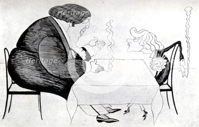 Caricature of Oscar Wilde and Lord Alfred Douglas, 1914. Creator: Unknown.