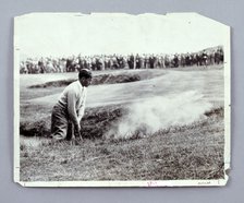 Bobby Jones playing his way out of a bunker, c1920s. Artist: Unknown