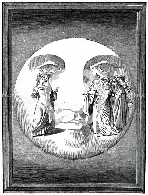 Dante and Beatrice transported to the moon, 16th century (1870). Artist: Unknown