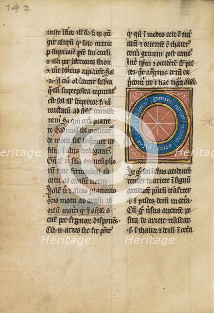 Diagram with Seven Signs of the Zodiac; De Natura Avium; De Pastoribus et Ovibus, 1277 or after. Creator: Unknown.