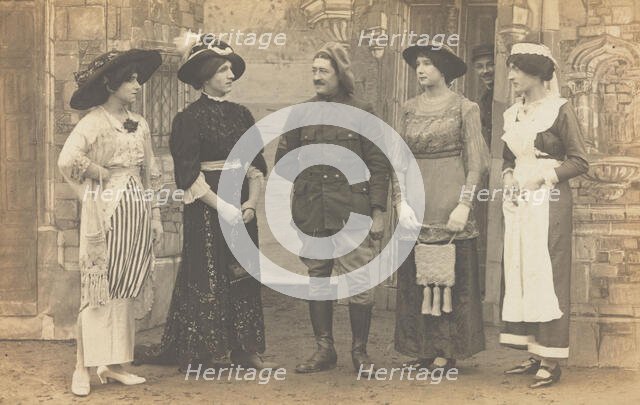 Prisoners of war performing a play at a prisoner of war camp in Cottbus, (between 1910 and 1919?). Creator: Unknown.