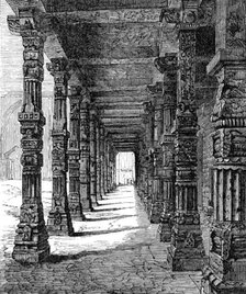 Indian Architecture: colonnade of Hindu pillars near the Kootub, at Delhi, (eleventh century), 1870. Creator: Unknown.