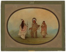 A Crow Chief, a Warrior, and His Wife, 1855/1869. Creator: George Catlin.