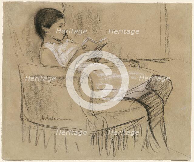 The Artist's Daughter Käthe Reading in a Chair, 1893/1895. Creator: Max Liebermann.
