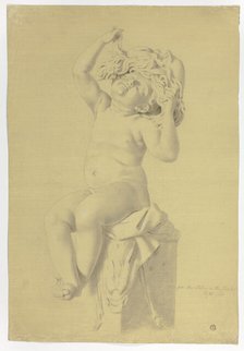 Antique Statue of Seated Putto Holding Mask of Silenus, 1775. Creator: John Downman.