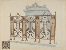 Iron Gate and Fence, c. 1936. Creator: Lucien Verbeke.