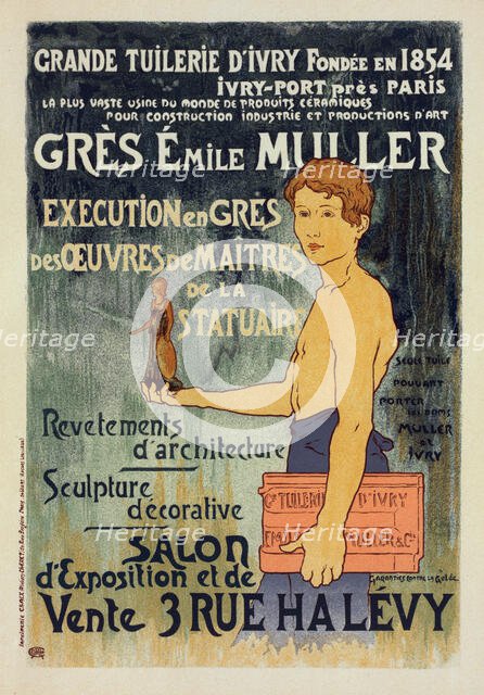 Affiche pour la "Grande Tuilerie d'Ivry" (Usine Émile Muller)., c1898. Creator: Alexandre Louis Marie Charpentier.