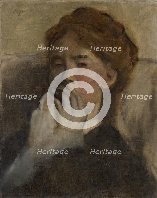 Young Woman with Her Hand over Her Mouth, ca. 1875. Creator: Edgar Degas.