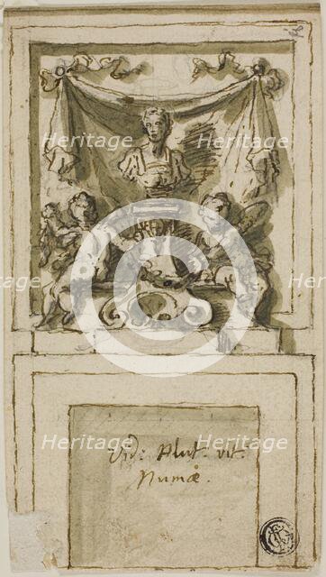 Design for the Overmantel of a Chimneypiece with Bust of Pompilius Numa, n.d. Creator: Sir James Thornhill.
