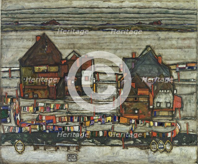 Houses With Washing Lines, 1914. Artist: Schiele, Egon (1890–1918)