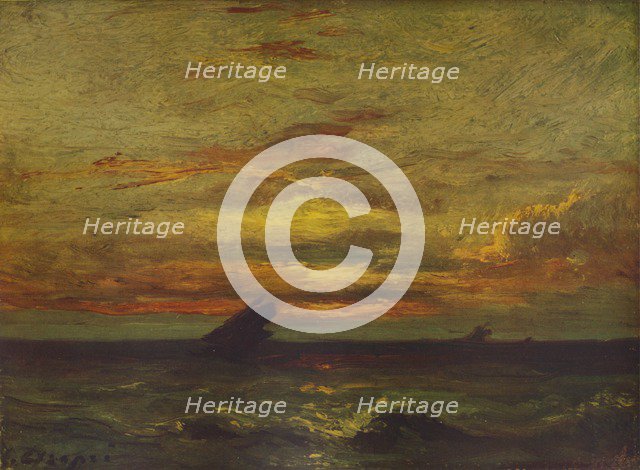 'Coucher du Soleil', c1879, (1938). Artist: Jules Dupré.