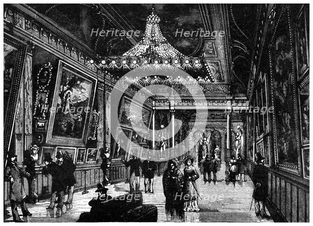 Edison's incandescent lamps light up a New York art gallery, 1882 (1956). Artist: Unknown