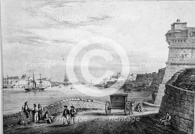 View of Marsamxett Harbour sketched from where nowadays stands Marina di Valletta in Pietà, c1850. Creator: Unknown.