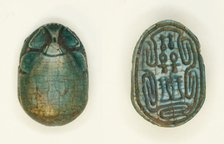Scarab: Hieroglyphs (nfr-signs, anx-signs, Dd-signs), Egypt, Middle Kingdom-Second Intermediate... Creator: Unknown.