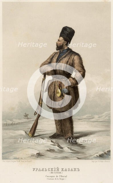 Ural Cossack (in the steppes), 1862. Creator: Karpov.