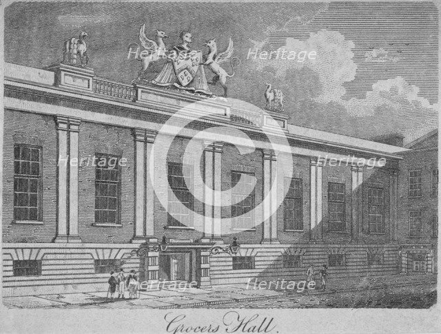 Front view of Grocers' Hall, City of London, 1812. Artist: Anon